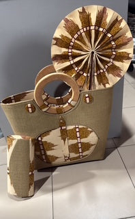 Chic & Versatile 3-Piece Set – Tote Bag, Clutch and Hand Fan