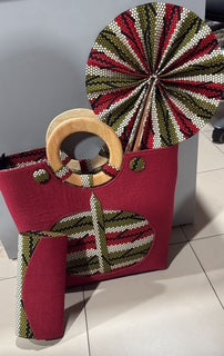 Chic & Versatile 3-Piece Set – Tote Bag, Clutch and Hand Fan