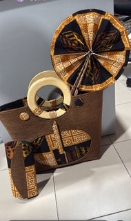Chic & Versatile 3-Piece Set – Tote Bag, Clutch and Hand Fan