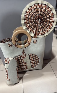 Chic & Versatile 3-Piece Set – Tote Bag, Clutch and Hand Fan